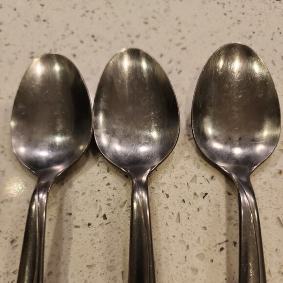 3 Oneida Custom Stainless Soup Spoons Flatware Dessert Roseanne Rose 1991 6.5" - Picture 3 of 5